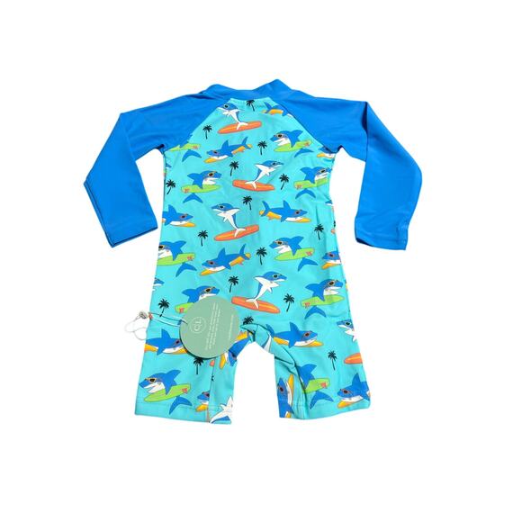Caden Lane Longsleeve Rash Guard Swim Romper Shortie in Blue, 12-18mos, NWT - Picture 8 of 10